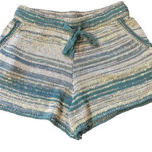 Anthropologie Teal and Cream Knit Shorts